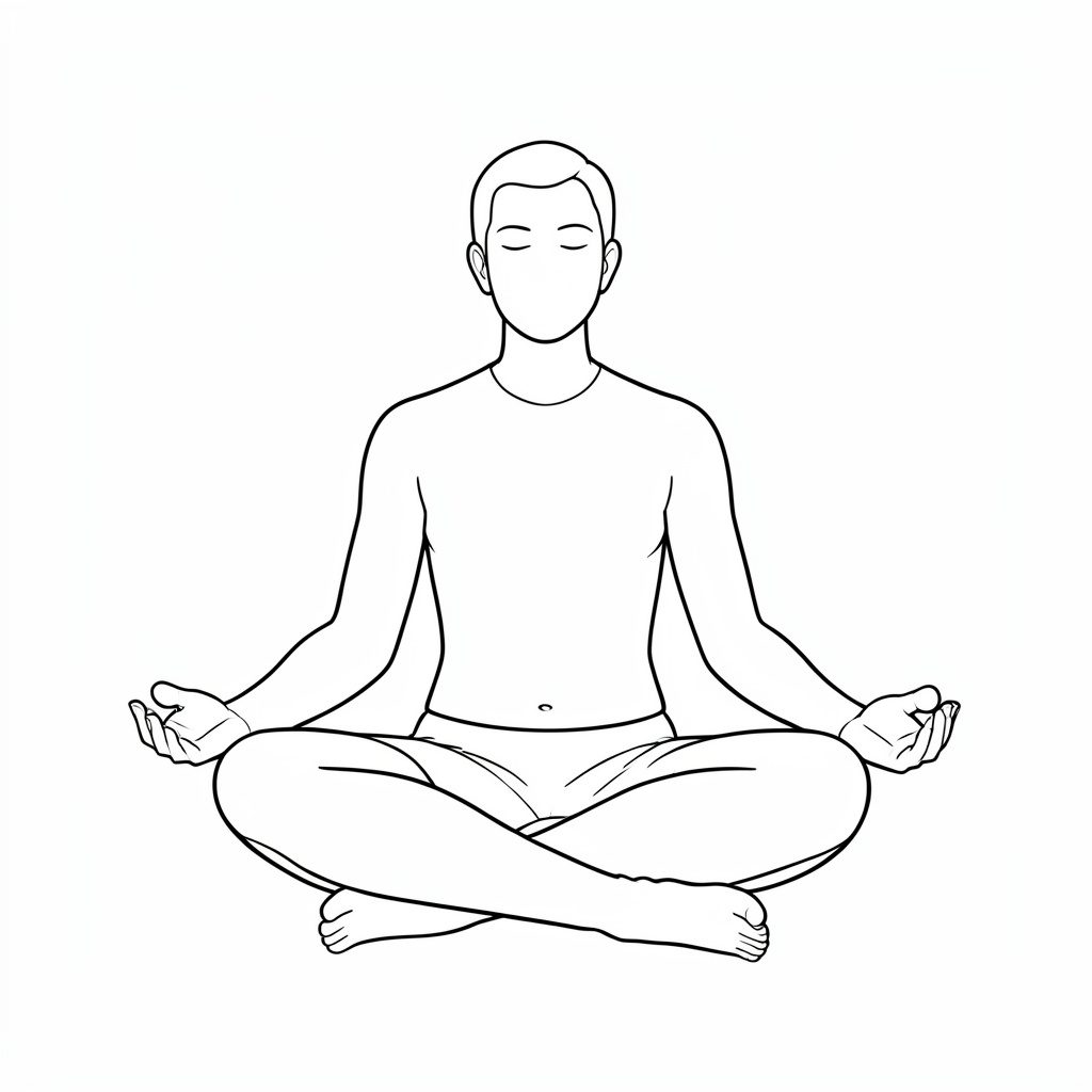 A calm seated silhouette in soft blue and pale lavender light, evoking quiet reflection and stillness
